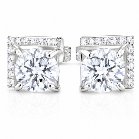 6.00 ct DEW Round White Moissanite Stud Earrings Gold Vermeil – Wedding Gift Pick