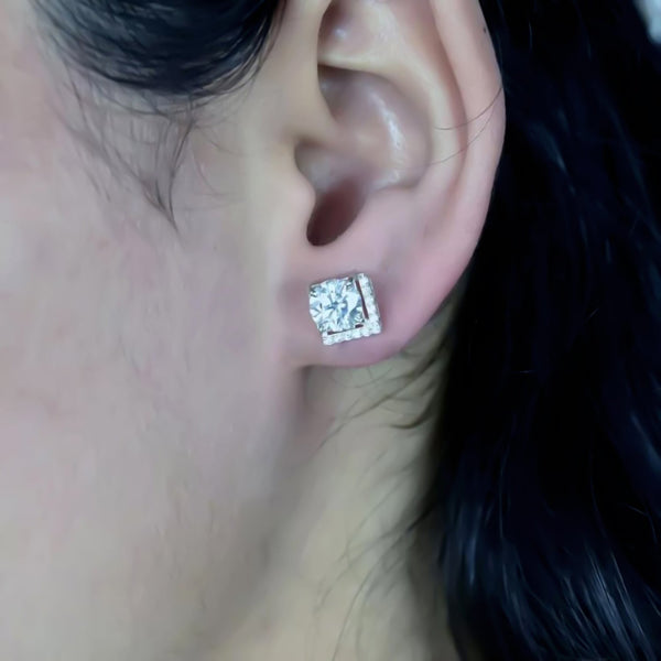 6.00 ct DEW Round White Moissanite Stud Earrings Gold Vermeil – Wedding Gift Pick