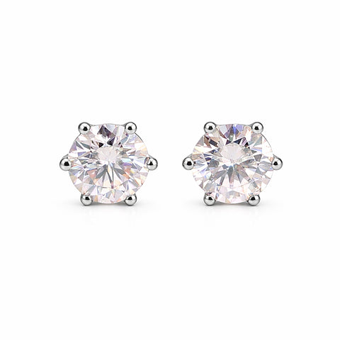 2.80 Ct Round Cut Light Pink Lab Grown Diamond Stud Earrings — VS1 Clarity, 18k Gold Vermeil
