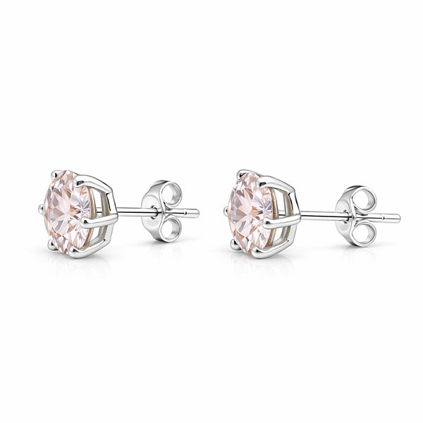4.00 ct DEW Pink Moissanite Stud Earrings Gold Vermeil – Glamorous Birthday Gift