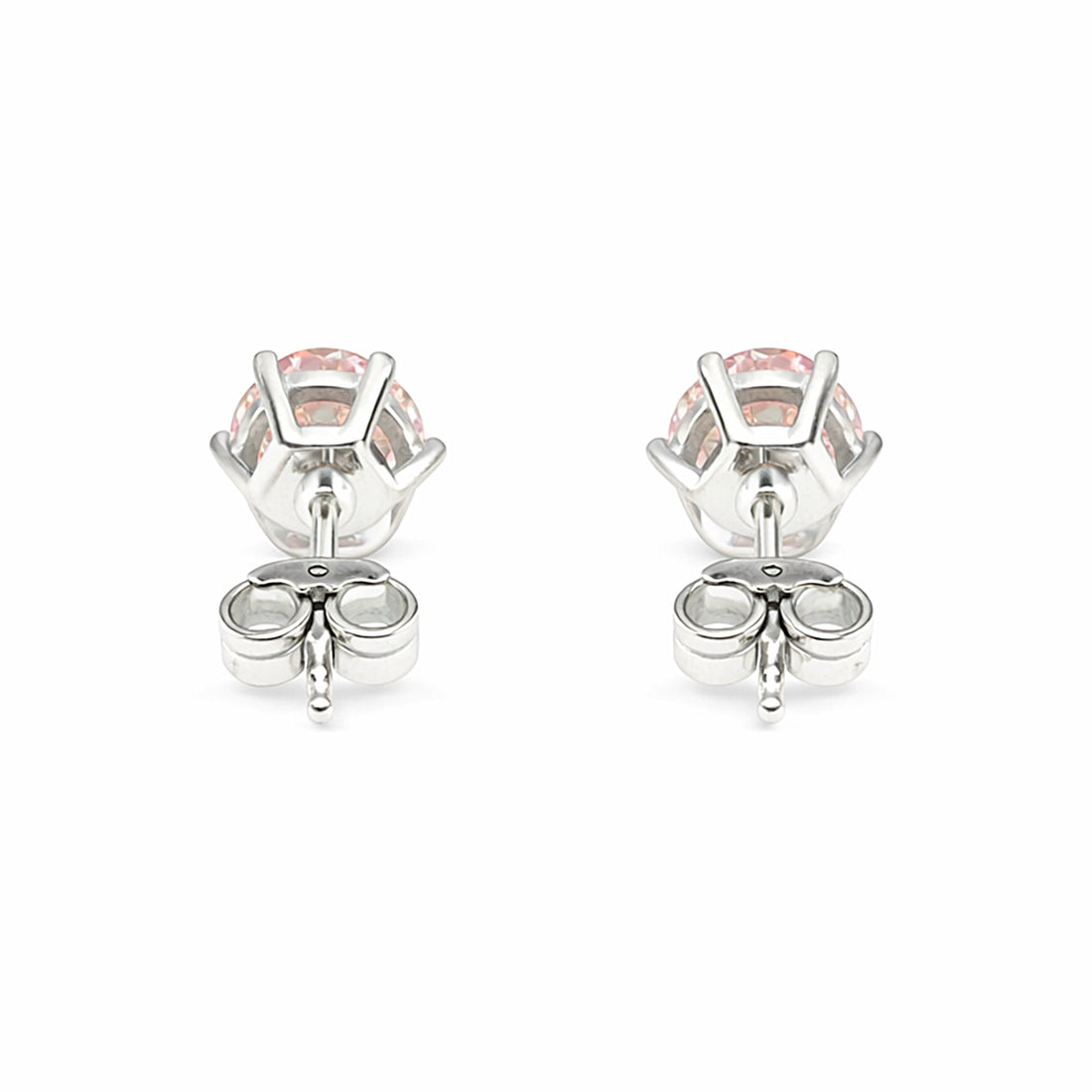 2.80 Ct Round Cut Light Pink Lab Grown Diamond Stud Earrings — VS1 Clarity, 18k Gold Vermeil