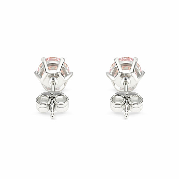2.80 Ct Round Cut Light Pink Lab Grown Diamond Stud Earrings — VS1 Clarity, 18k Gold Vermeil