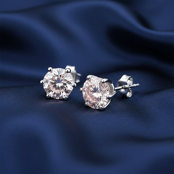 4.00 ct DEW Pink Moissanite Stud Earrings Gold Vermeil – Glamorous Birthday Gift