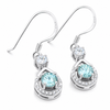 3.20 ct DEW Blue Moissanite Dangle Earrings Gold Vermeil – 4th July Gift for Her