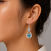 3.20 ct DEW Blue Moissanite Dangle Earrings Gold Vermeil – 4th July Gift for Her
