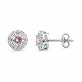 2 Ct Round Cut Light Pink Lab Grown Diamond Stud Earrings — VS1 Clarity, 18k Gold Vermeil