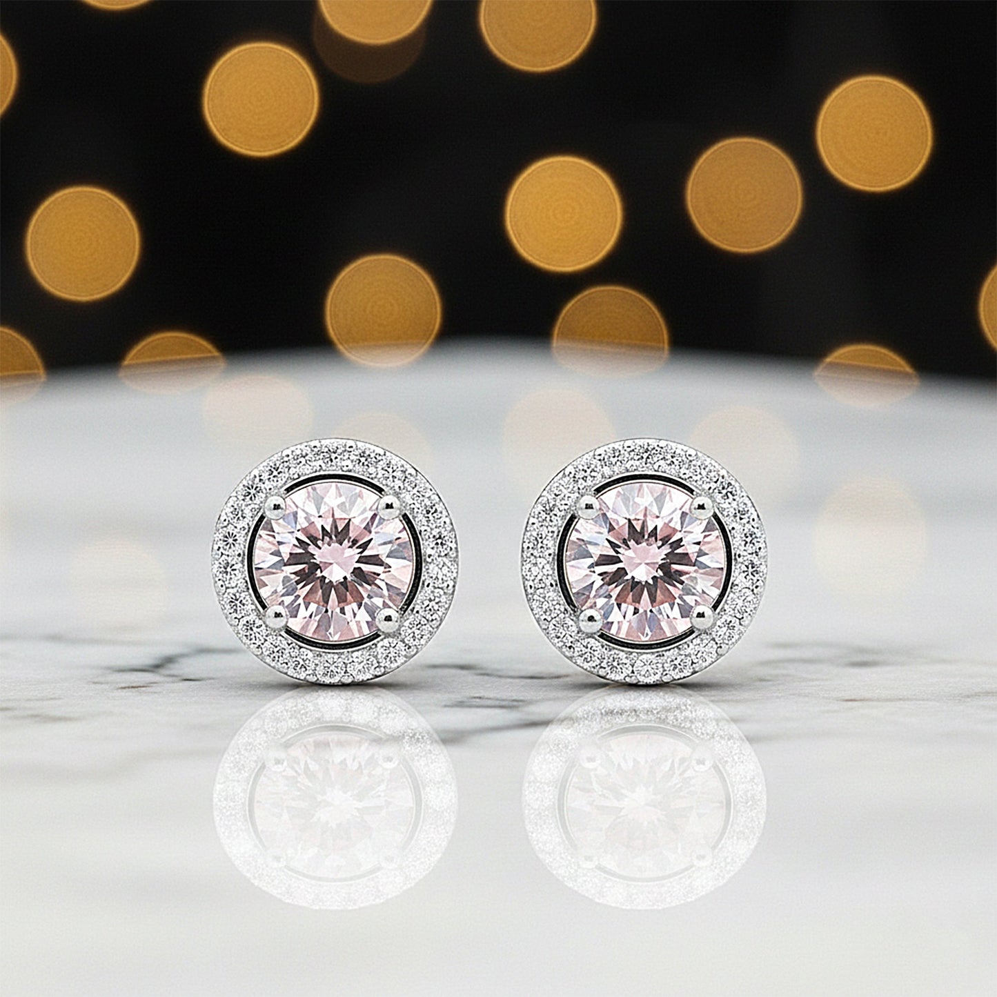 5.00 ct DEW Pink Moissanite Stud Earrings Gold Vermeil – Anniversary Gift Jewellery