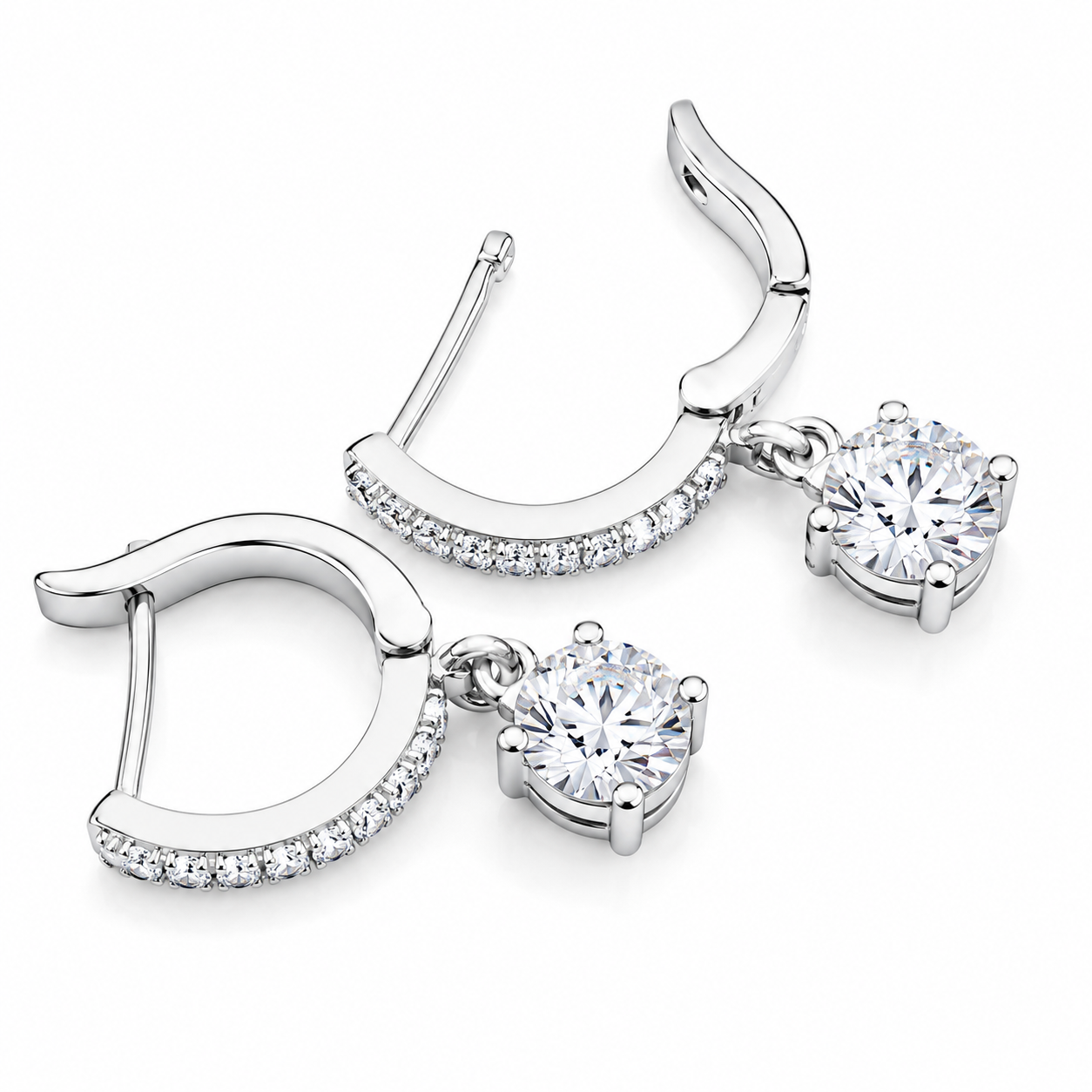 4 ct DEW Off-White Moissanite Dangler Earrings Gold Vermeil Certified Elegant Gift