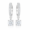 4 ct DEW Off-White Moissanite Dangler Earrings Gold Vermeil Certified Elegant Gift