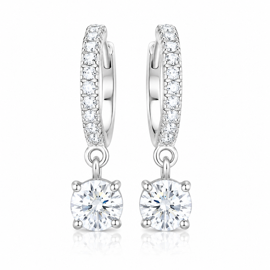 4 ct DEW Off-White Moissanite Dangler Earrings Gold Vermeil Certified Elegant Gift