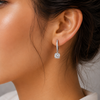4 ct DEW Off-White Moissanite Dangler Earrings Gold Vermeil Certified Elegant Gift