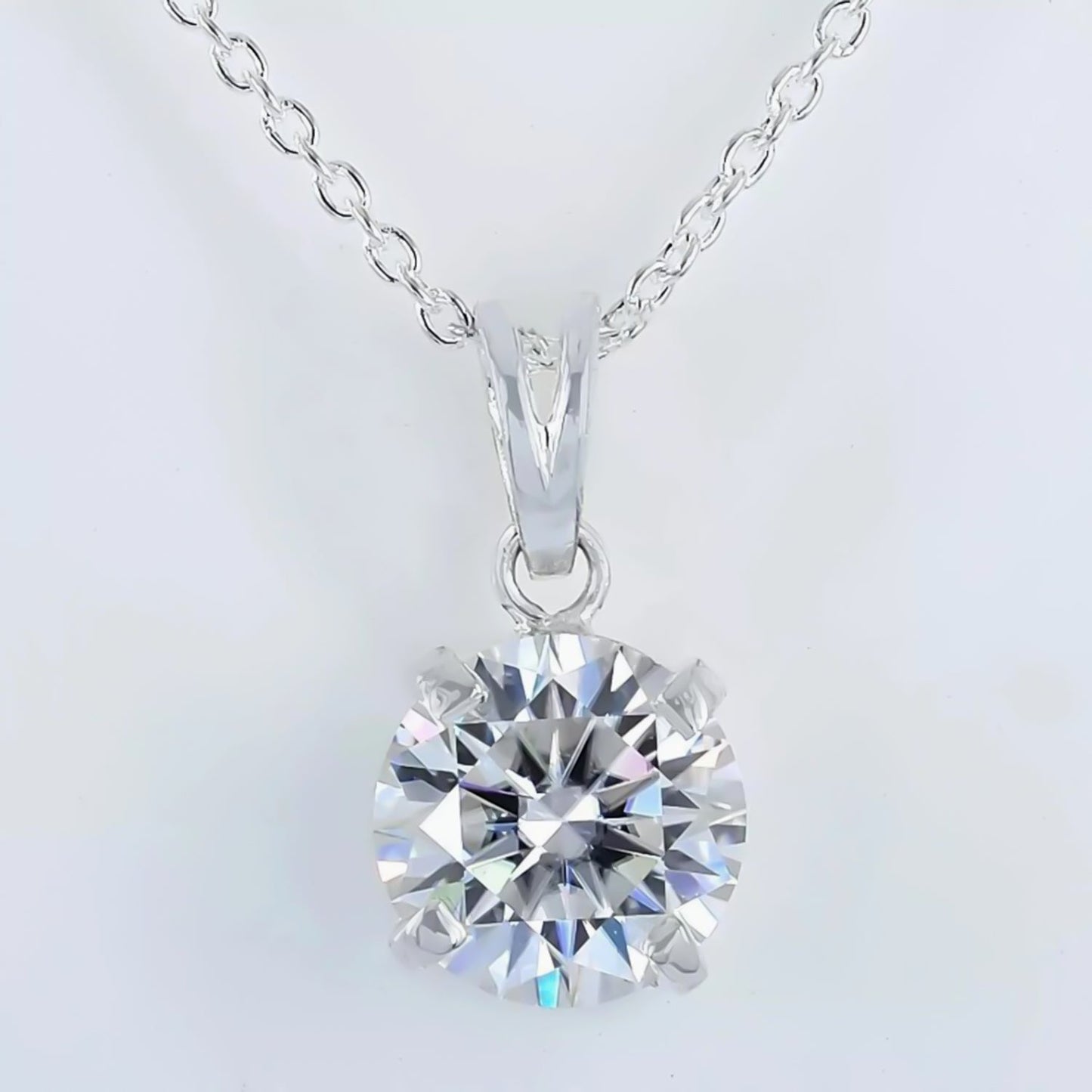 5.34ct DEW White Moissanite Round Pendant Necklace
