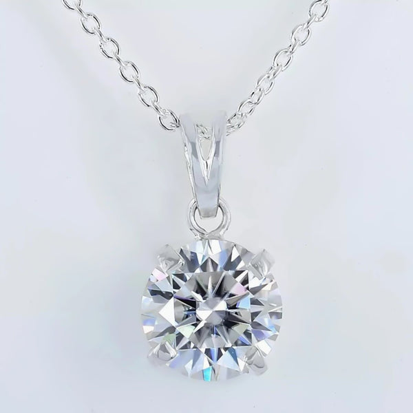 5.34ct DEW White Moissanite Round Pendant Necklace