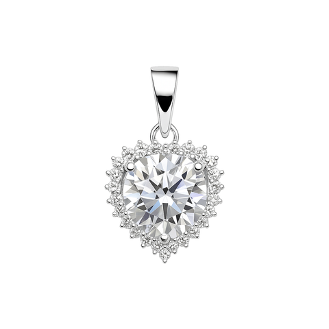 5.30ct DEW White Moissanite Round Pendant Necklace