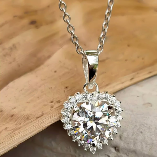 5.30ct DEW White Moissanite Round Pendant Necklace