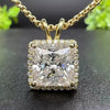 6.50 ct DEW Princess Cut White Moissanite Solitaire Pendant Gold Vermeil Certified