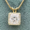 6.50 ct DEW Princess Cut White Moissanite Solitaire Pendant Gold Vermeil Certified