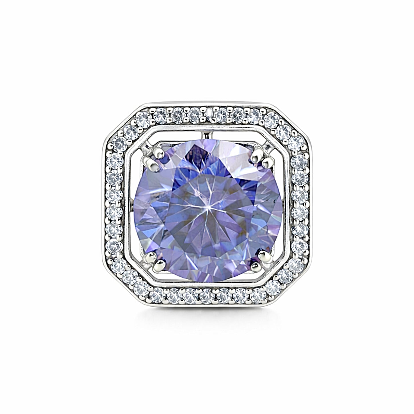 Rare 15.60 ct DEW Blue Moissanite Solitaire Pendant in Gold Vermeil Certified