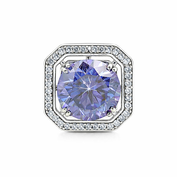 Rare 15.60 ct DEW Blue Moissanite Solitaire Pendant in Gold Vermeil Certified