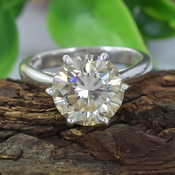 4.18ct DEW White Moissanite Round Solitaire Ring