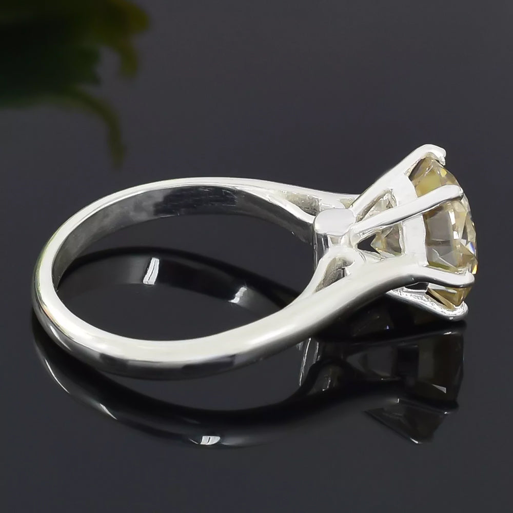 4.18ct DEW White Moissanite Round Solitaire Ring