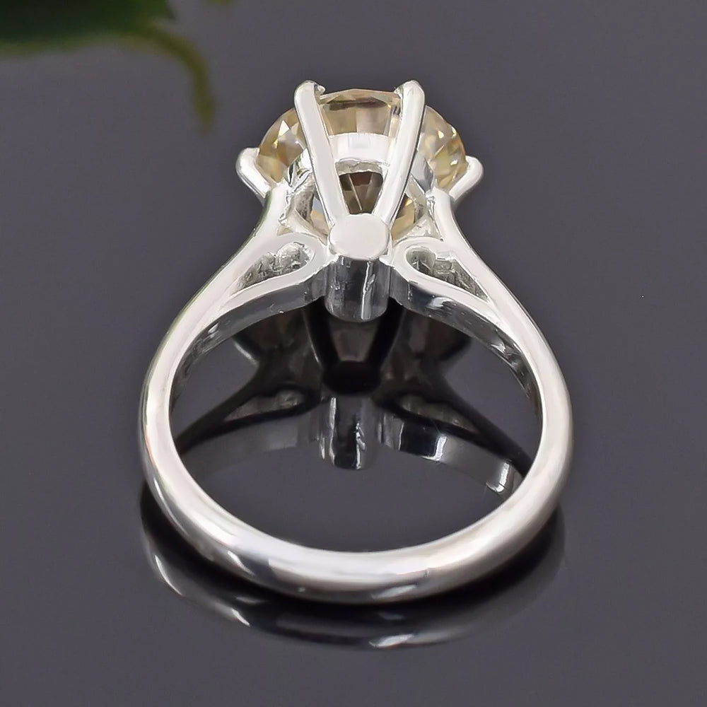 4.18ct DEW White Moissanite Round Solitaire Ring