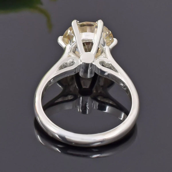 4.18ct DEW White Moissanite Round Solitaire Ring