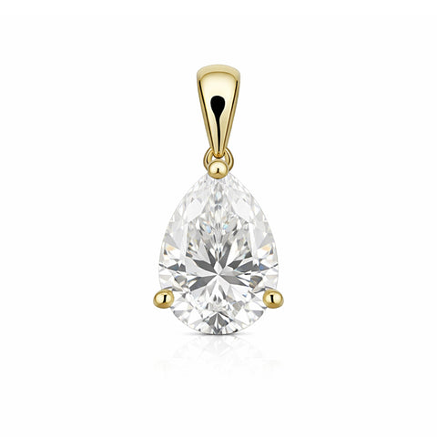 4.85 ct DEW Pear Cut White Moissanite Solitaire Pendant Vermeil 925 Silver Jewellery