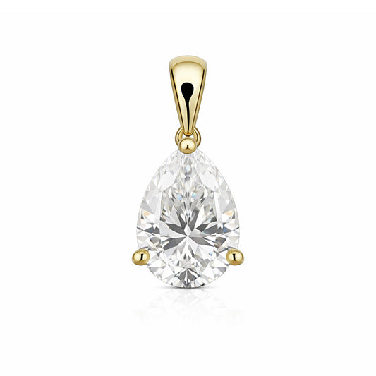 4.85 ct DEW Pear Cut White Moissanite Solitaire Pendant Vermeil 925 Silver Jewellery