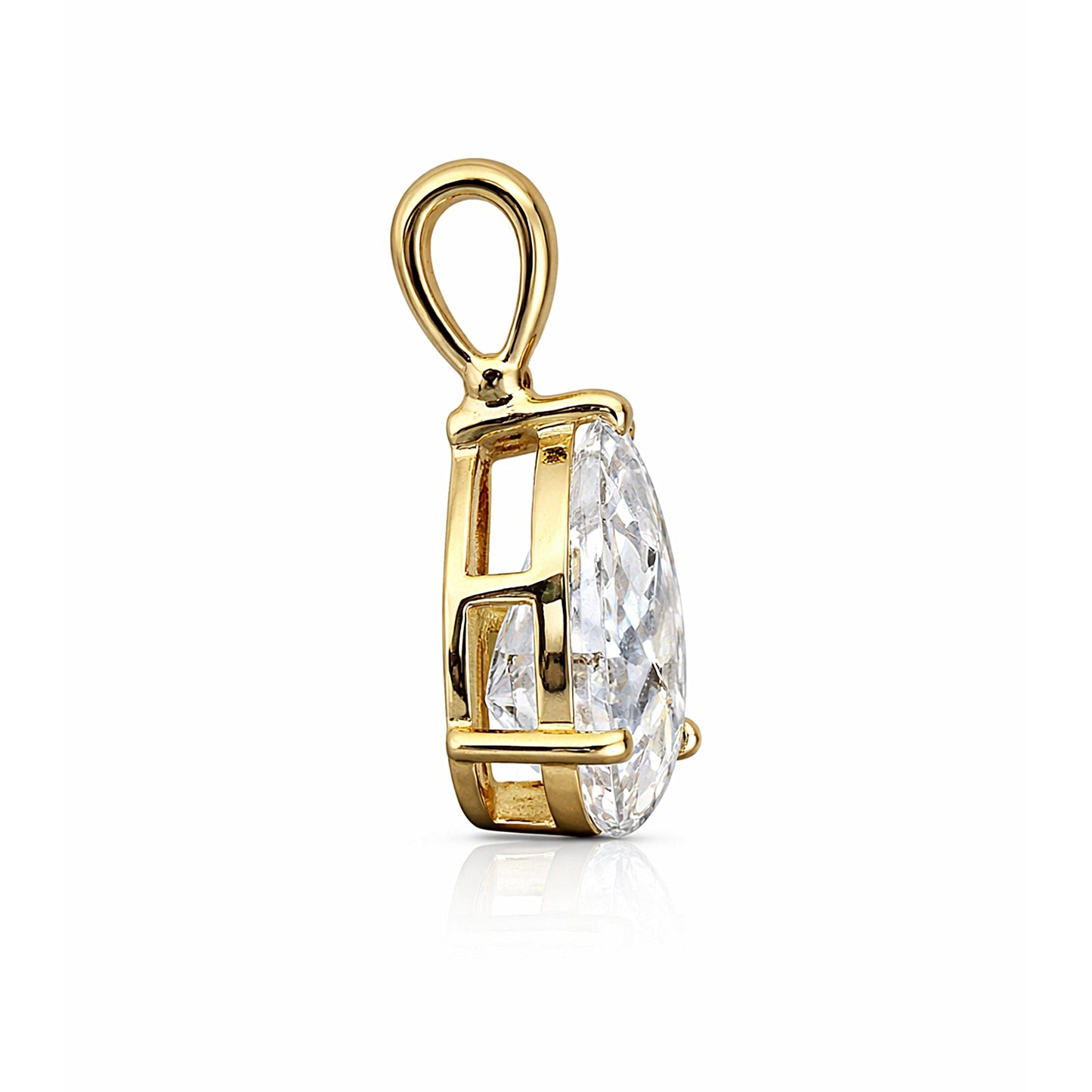 4.85 ct DEW Pear Cut White Moissanite Solitaire Pendant Vermeil 925 Silver Jewellery