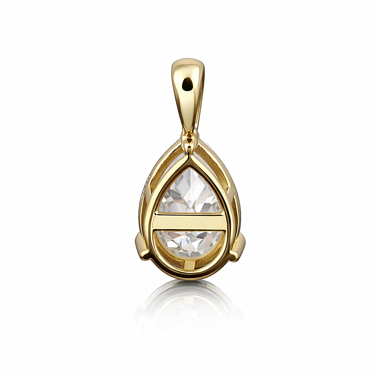 4.85 ct DEW Pear Cut White Moissanite Solitaire Pendant Vermeil 925 Silver Jewellery