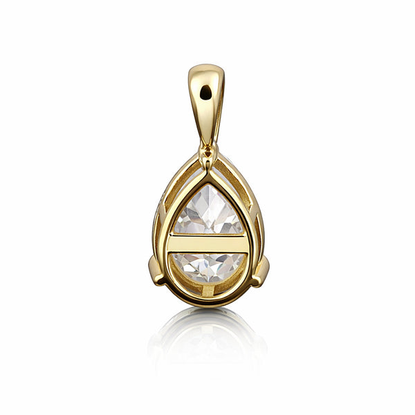 4.85 ct DEW Pear Cut White Moissanite Solitaire Pendant Vermeil 925 Silver Jewellery