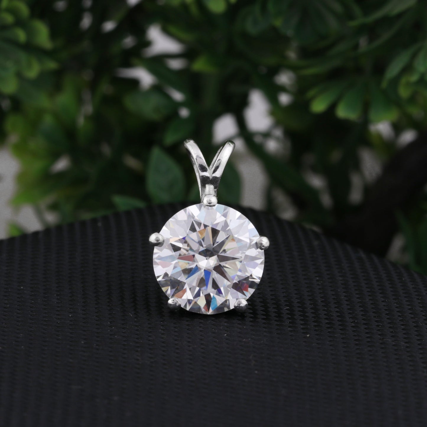 5.00 ct DEW Round Cut White Moissanite Solitaire Pendant in Certified Gift 18K Gold Pla 18K Gold Plated