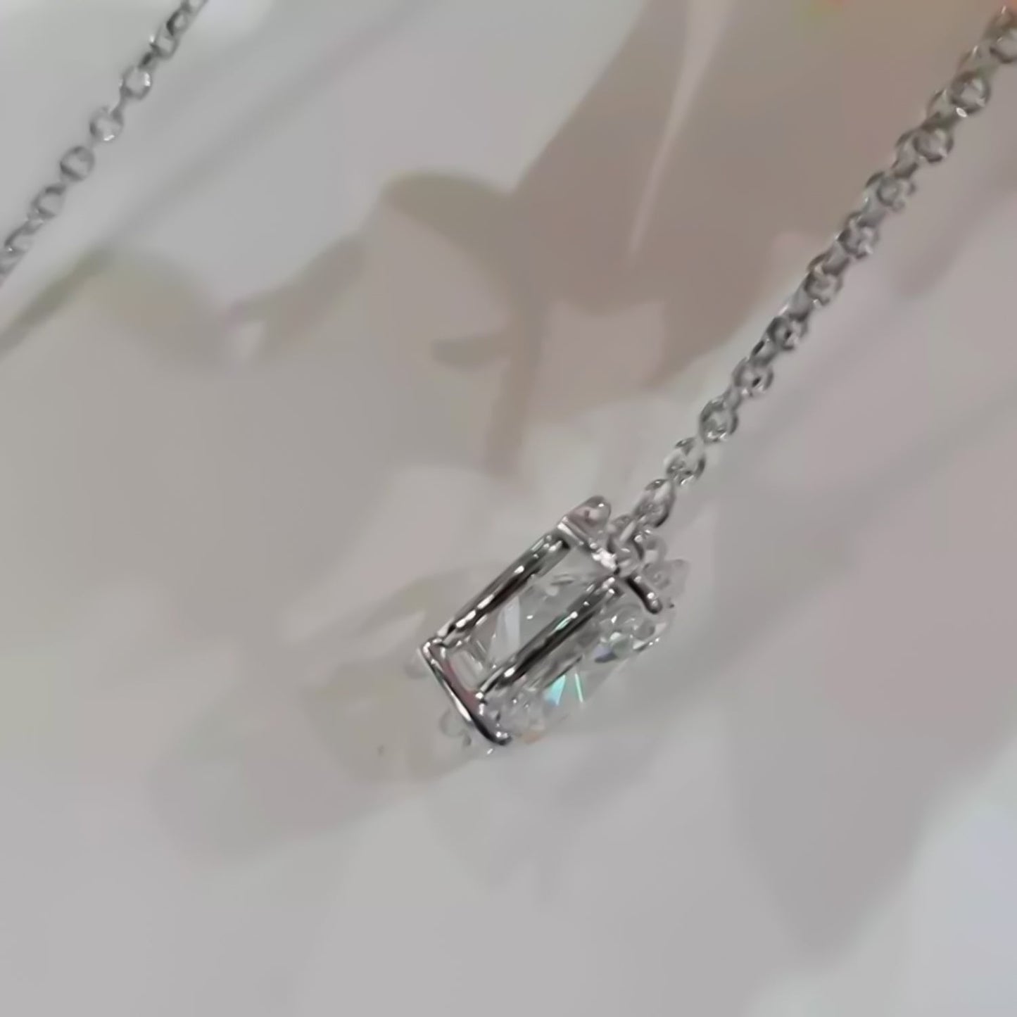 5.10 ct DEW Oval Cut White Moissanite Solitaire Pendant in Gold Vermeil Gift