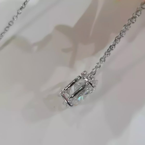 5.10 ct DEW Oval Cut White Moissanite Solitaire Pendant in Gold Vermeil Gift