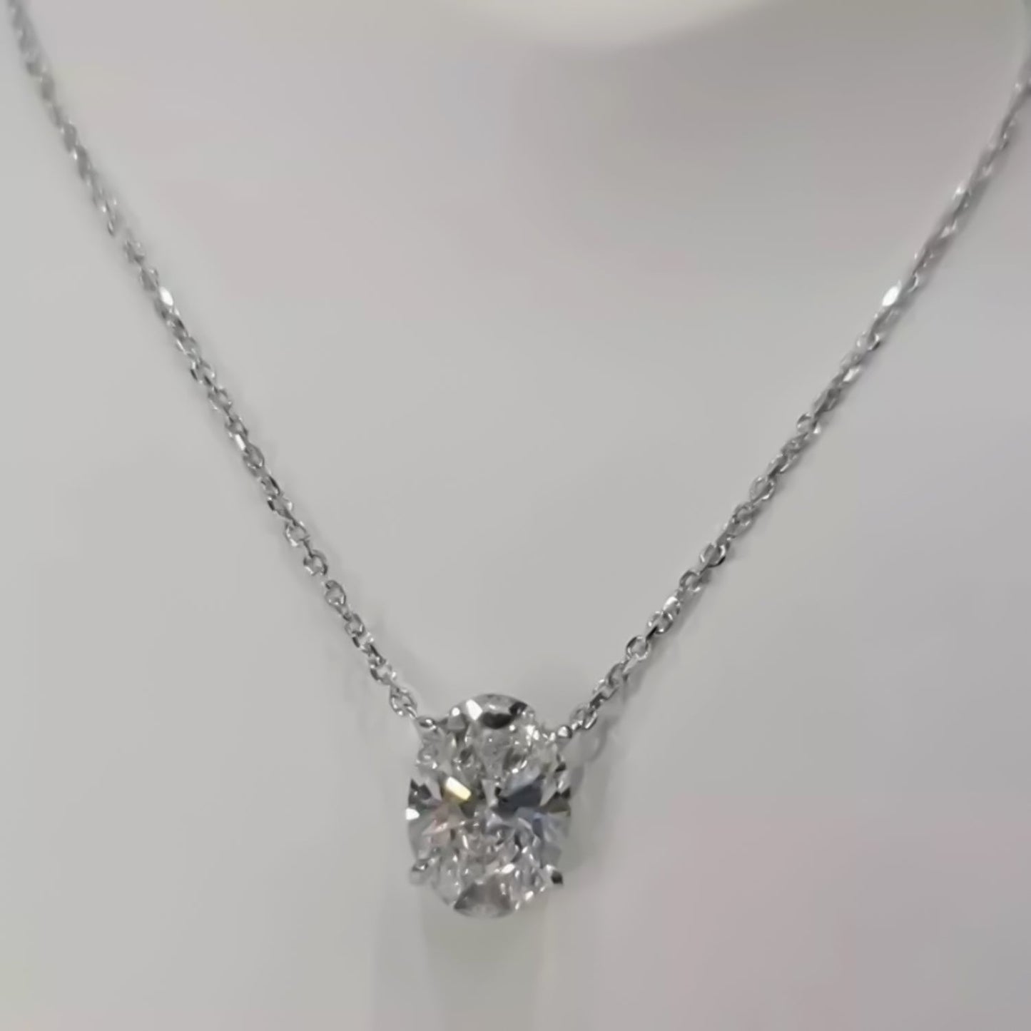 5.10 ct DEW Oval Cut White Moissanite Solitaire Pendant in Gold Vermeil Gift