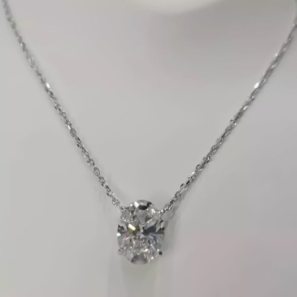 5.10 ct DEW Oval Cut White Moissanite Solitaire Pendant in Gold Vermeil Gift
