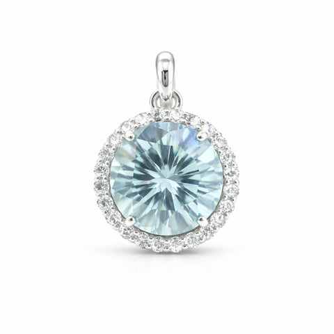 Moissanite 8.20 ct DEW Certified Blue Moisanite Solitaire Pendant in Gold Vermeil Jewellery Gift