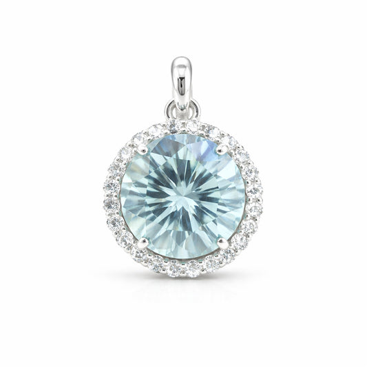 Moissanite 8.20 ct DEW Certified Blue Moisanite Solitaire Pendant in Gold Vermeil Jewellery Gift