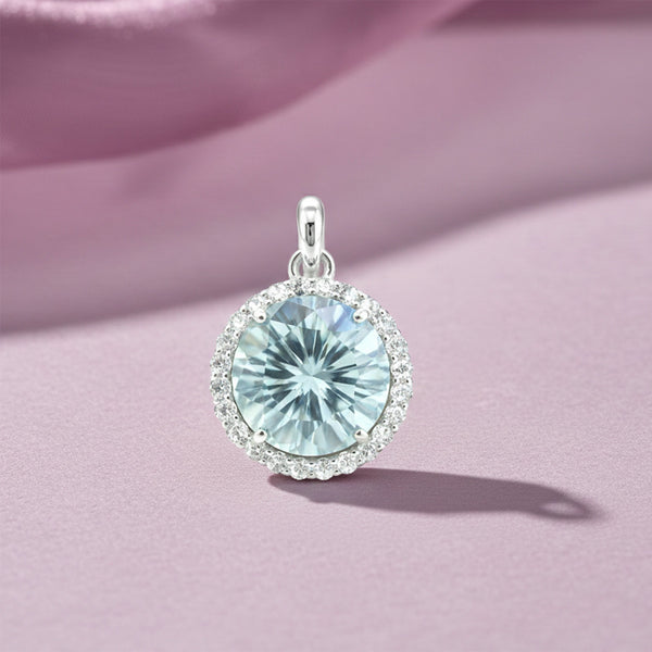 Moissanite 8.20 ct DEW Certified Blue Moisanite Solitaire Pendant in Gold Vermeil Jewellery Gift