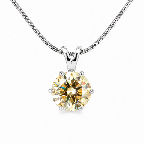 6.20 ct DEW Champagne Moissanite Pendant in Gold Vermeil