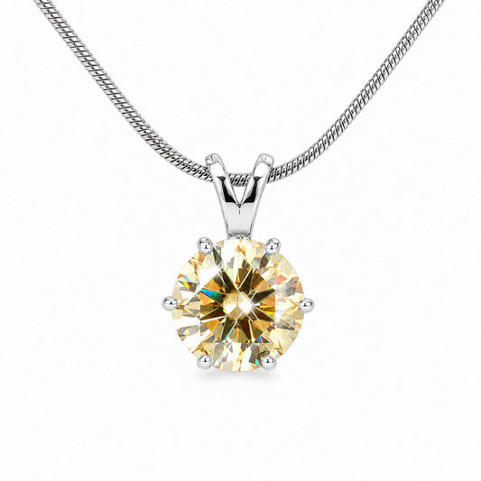 6.20 ct DEW Champagne Moissanite Pendant in Gold Vermeil
