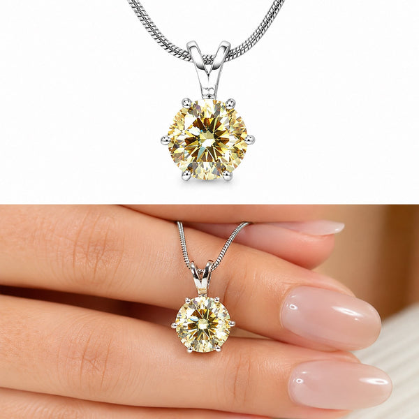 6.20 ct DEW Champagne Moissanite Pendant in Gold Vermeil