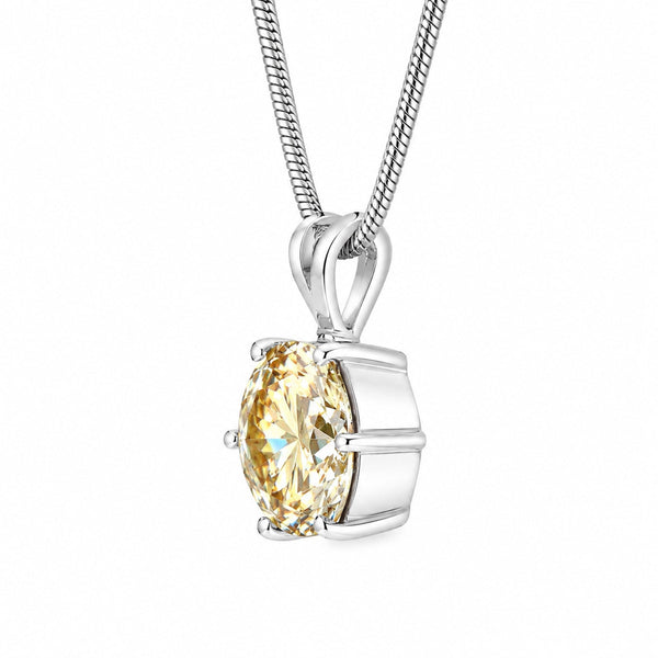 10.25ct DEW Champagne Moissanite Round Pendant Necklace