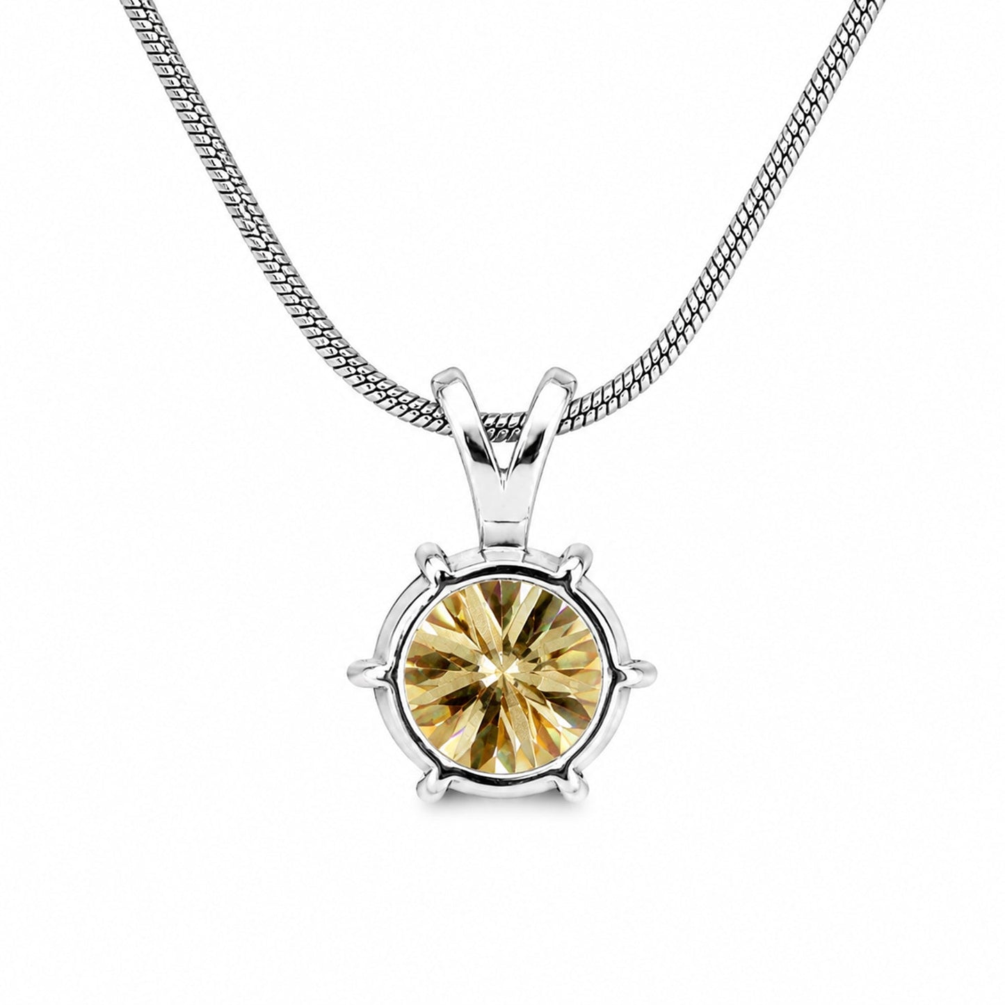 6.20 ct DEW Champagne Moissanite Pendant in Gold Vermeil