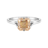 2.50 carat asscher-cut champagne lab-grown diamond ring in 18k gold vermeil