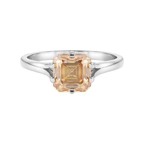 2.50 carat asscher-cut champagne lab-grown diamond ring in 18k gold vermeil