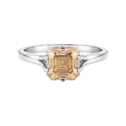 2.50 carat asscher-cut champagne lab-grown diamond ring in 18k gold vermeil