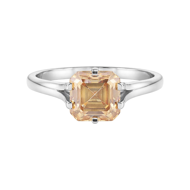 2.50 carat asscher-cut champagne lab-grown diamond ring in 18k gold vermeil
