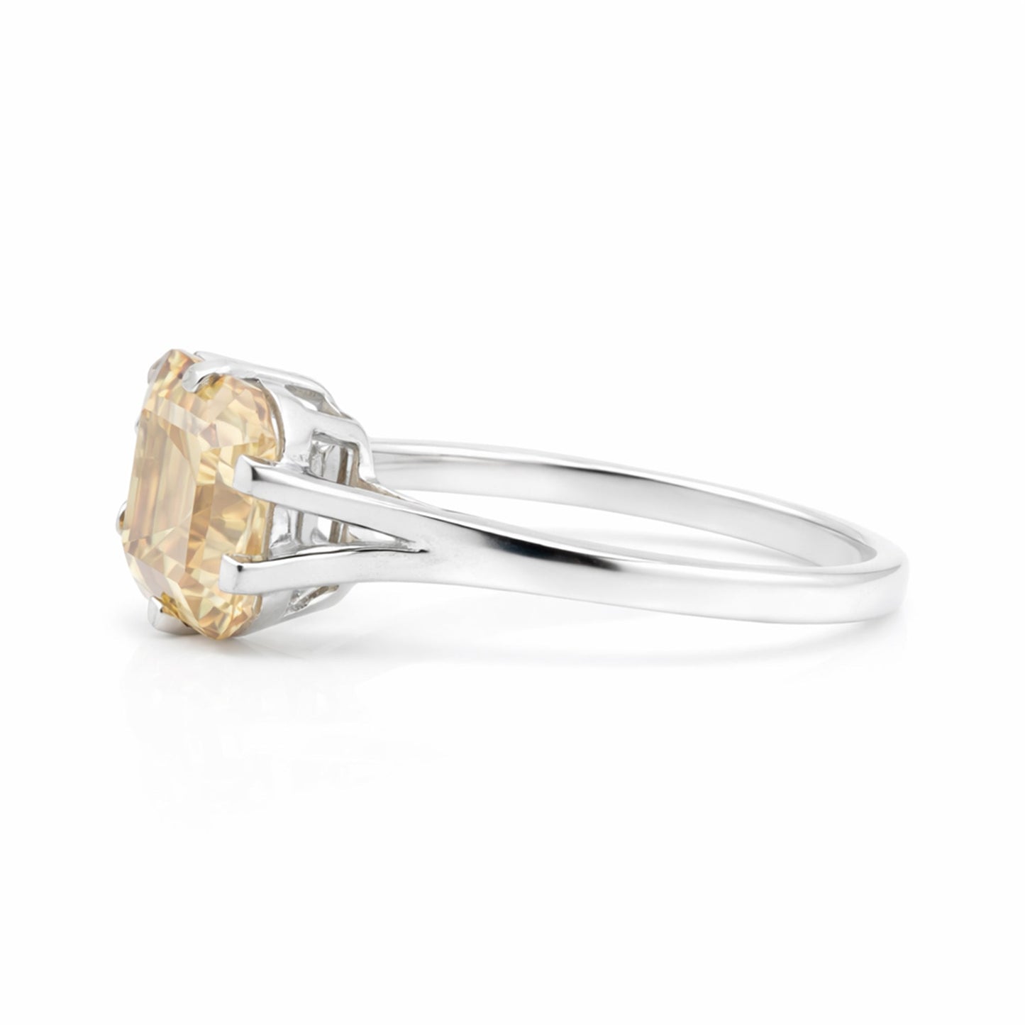 4.0ct DEW Champagne Moissanite Asscher Solitaire Ring